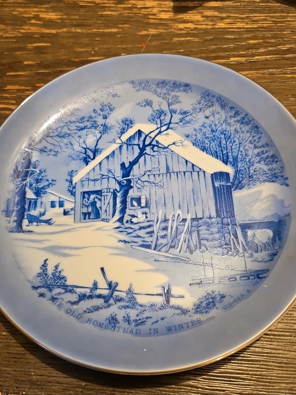 Blue Winter Homestead Decorative Plate